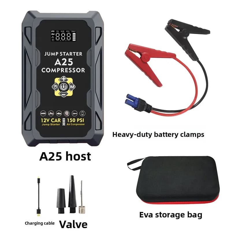 12V Capacity Emergency Car Jump Starter Power Air Compressor Bank LED