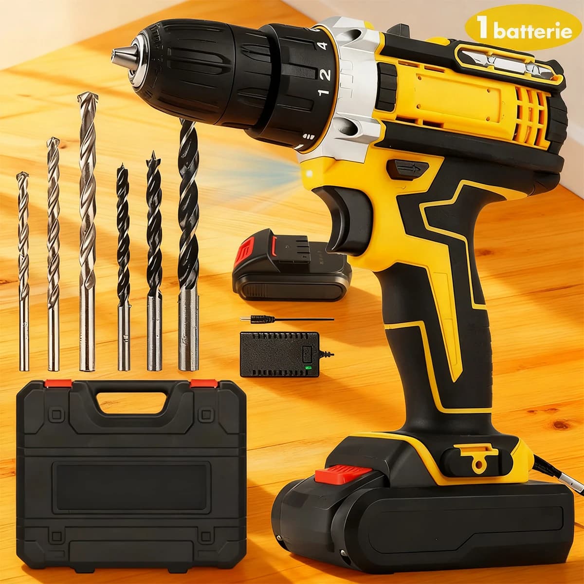 Lithium-ion Cordless Drill Set With Battery and Charger Keyless Chuck Variable Speed Adjustment Gear Settings Home Power Tool