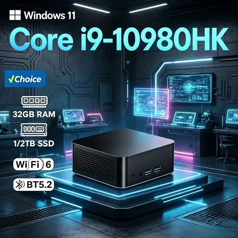 Sleek Compact Tiny Mini PC Core I9 Installed Win11 16GB RAM SSD WiFi 6 BT5.2