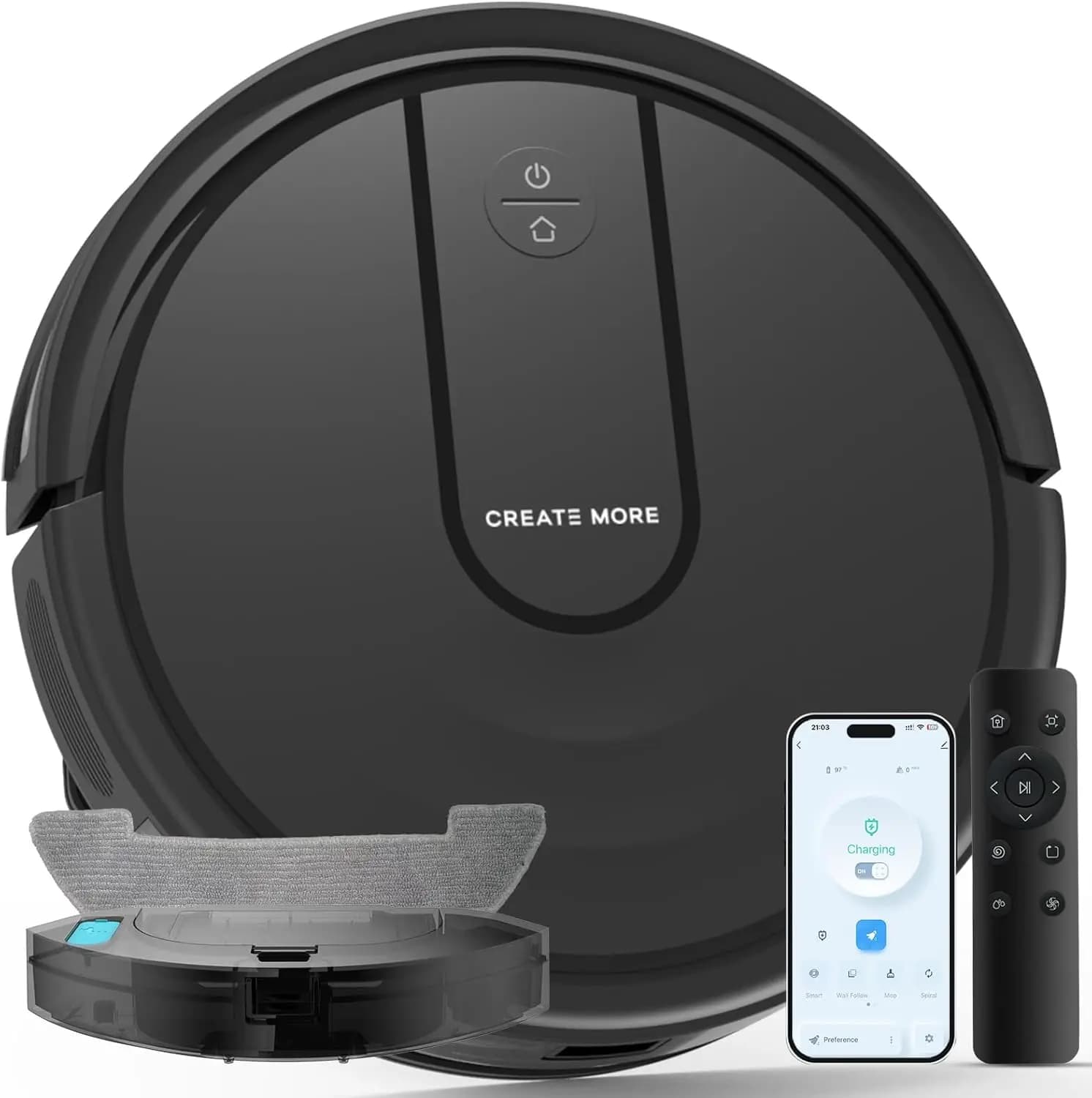 Robot Vacuum And Mop Combo 5000PA WiFi App Control Quiet Slim Design