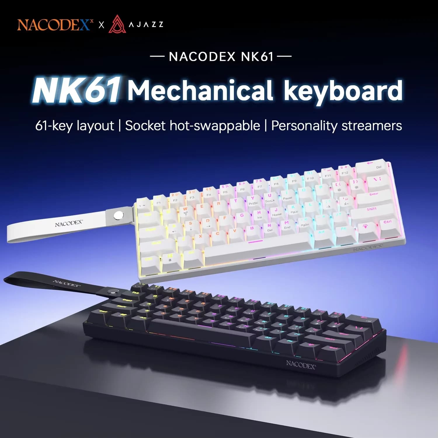 AJAZZ NK61 Wired Mechanical Keyboard 60% RGB Hot-swappable 61 Keys Red