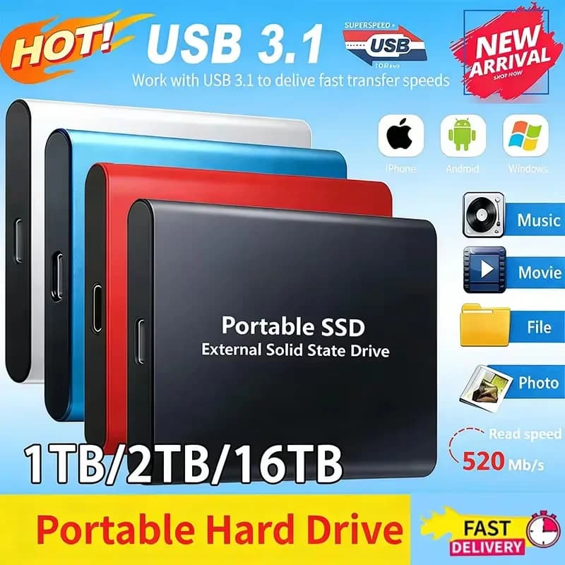 External SSD High Speed Solid State Disk 1TB 2TB 128TB 256TB USB3.1
