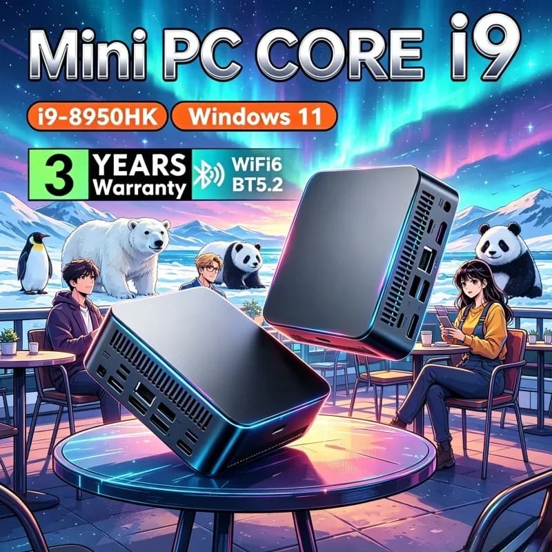 2026 Ambrosial Mobile MINI PC Windows 11 Pro Core I9 8950HK RAM 1TB SSD WIFI 6 BT5.2 4K HD Dazzling Multimedia Gaming