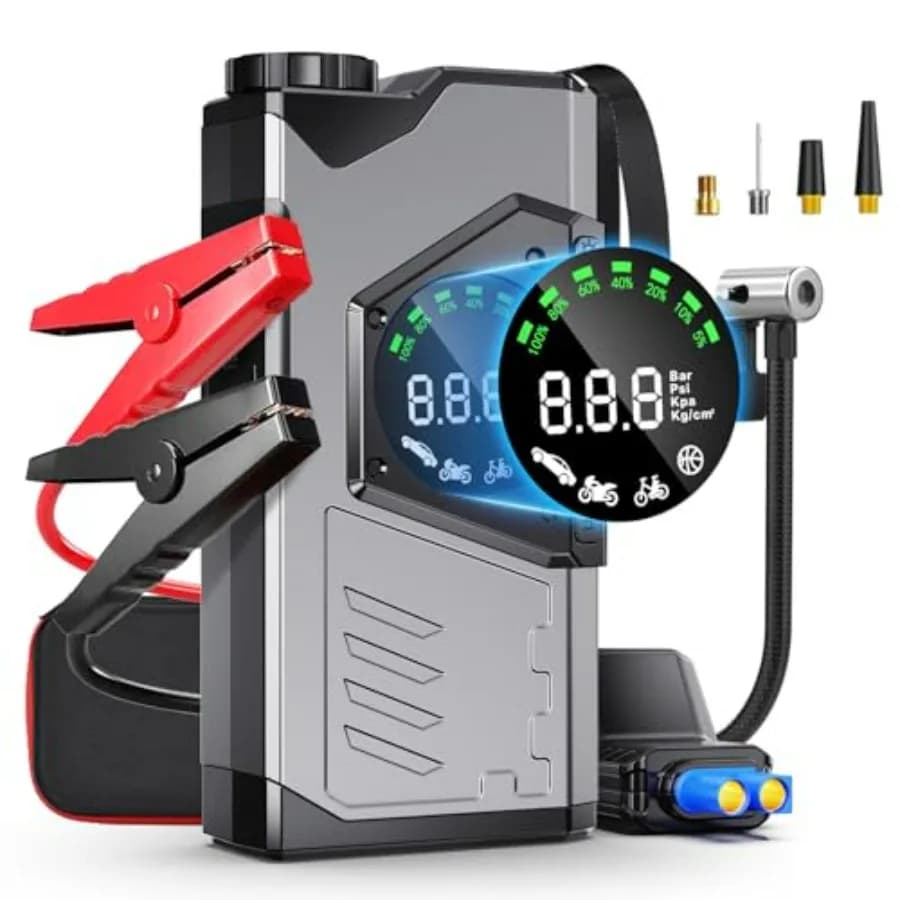 3000A Jump Starter Air Compressor 150PSI Tire Inflator For Car Emergency 21800MAH 12V