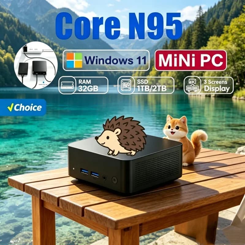 Coruscant Graceful MINI PC Windows 11 Pro Core N95 16GB RAM 1TB SSD WiFi 6 BT5.2 4K