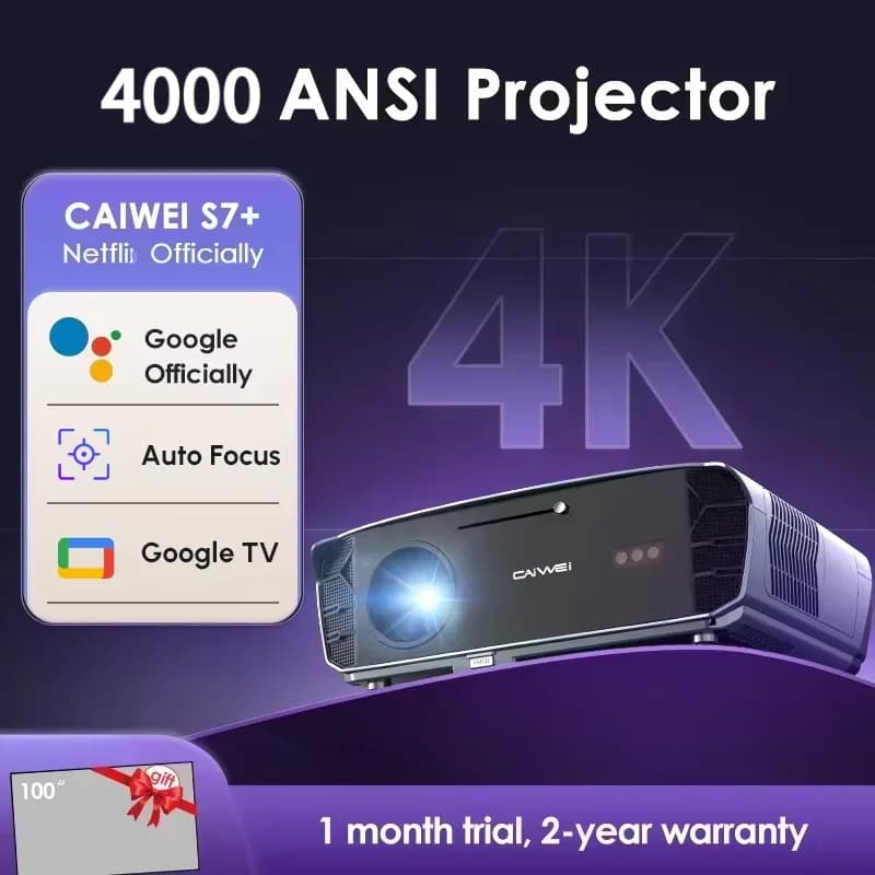 CAIWEI S7 4K HD Projector Video 4000 ANSI Android For Movies Auto