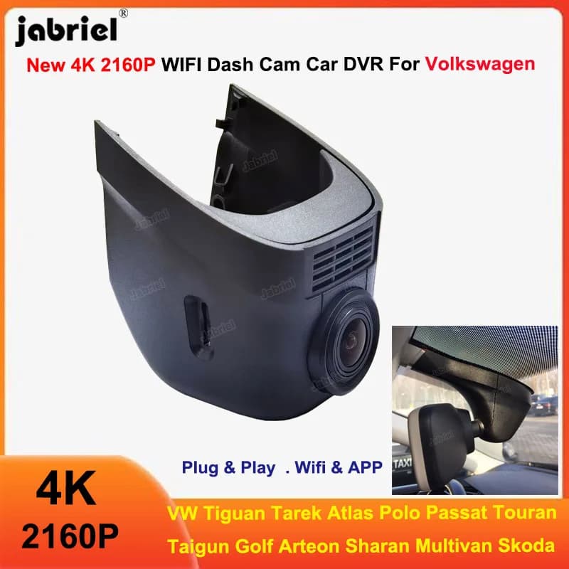 4K 2160P WiFi Dash Cam For Volkswagen VW Glof Polo Touran Passat B8