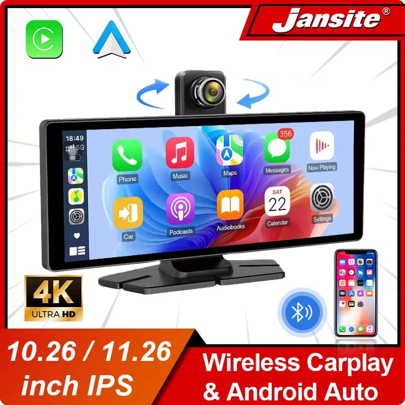 10.26 11.26 Inch Dash Cam 4K Car DVR Wireless Carplay&android Auto GPS