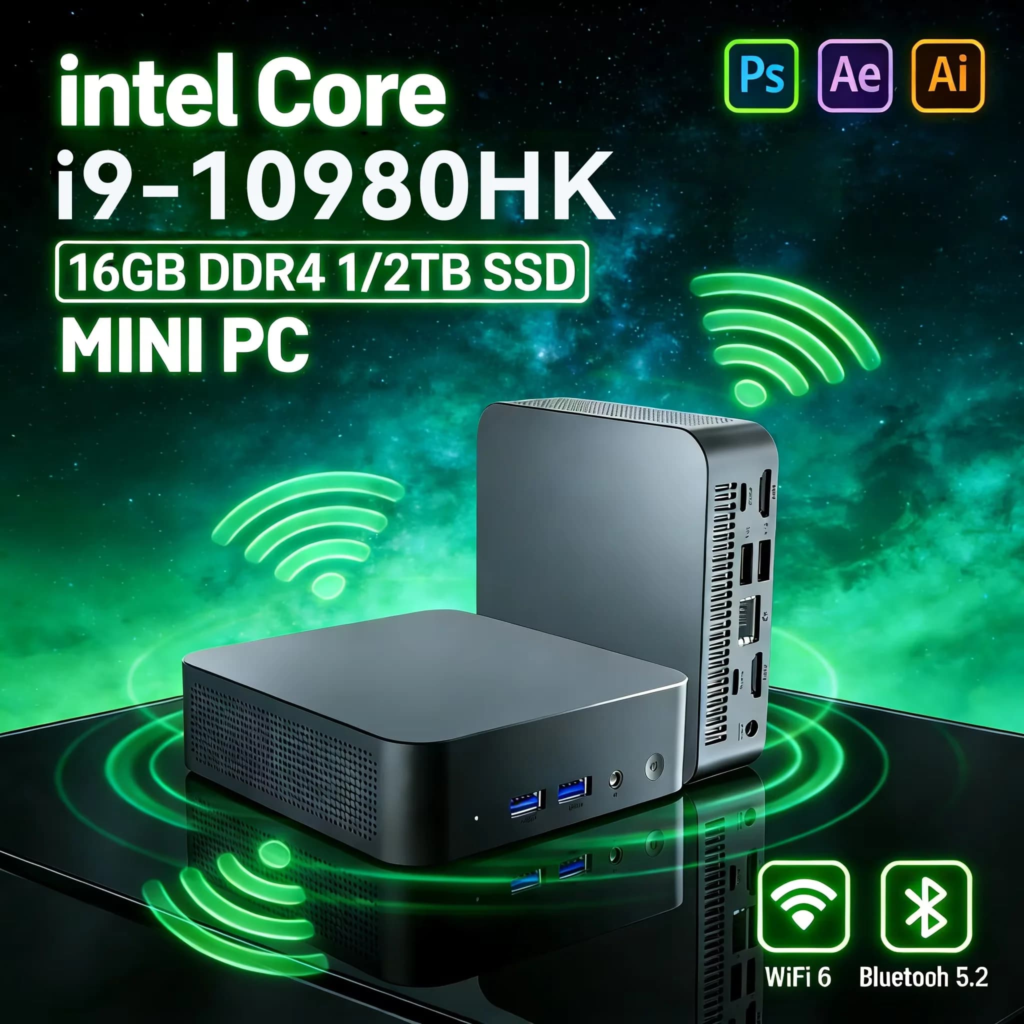 2026 Powerful Mini PC Intel Core i9-8950HK i3-6100 16GB DDR4 1TB SSD Windows 11 WiFi 6 BT5.2 Gaming Office Portable Desktop PC