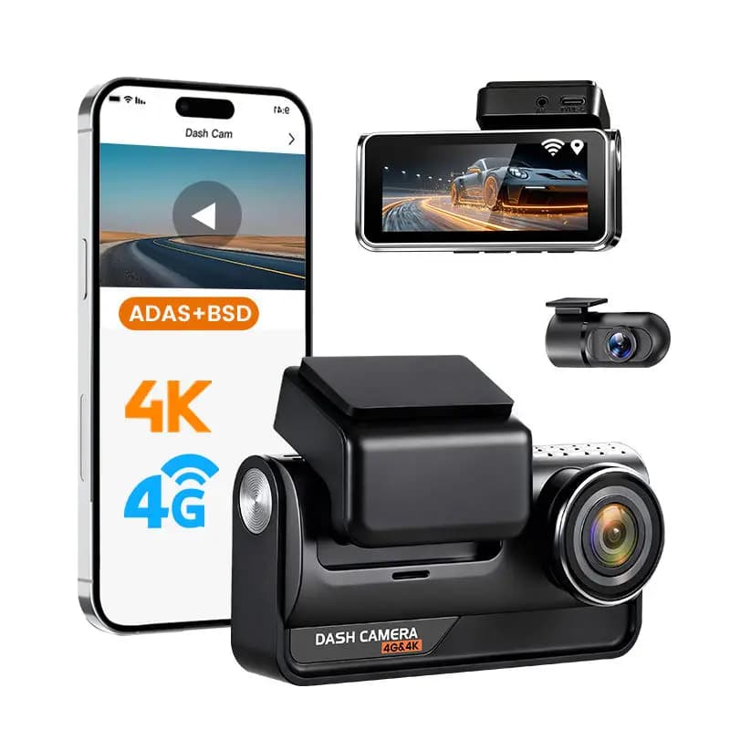 4G SIM Dash Cam Touch Screen Dual Lens 4K 1K Back WiFi Car Camera