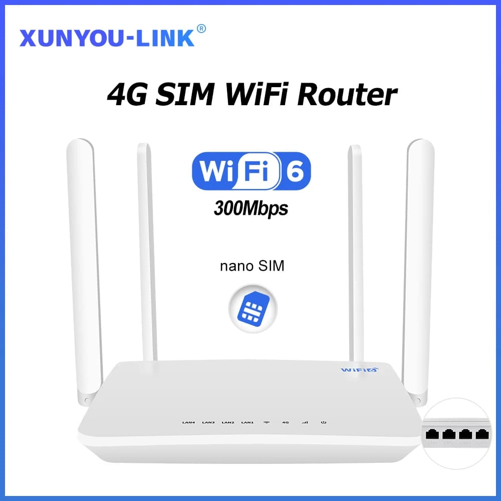 Xunyou-link 4G SIM WiFi Router 300Mbps 6 Modem Card Slot 32 Device