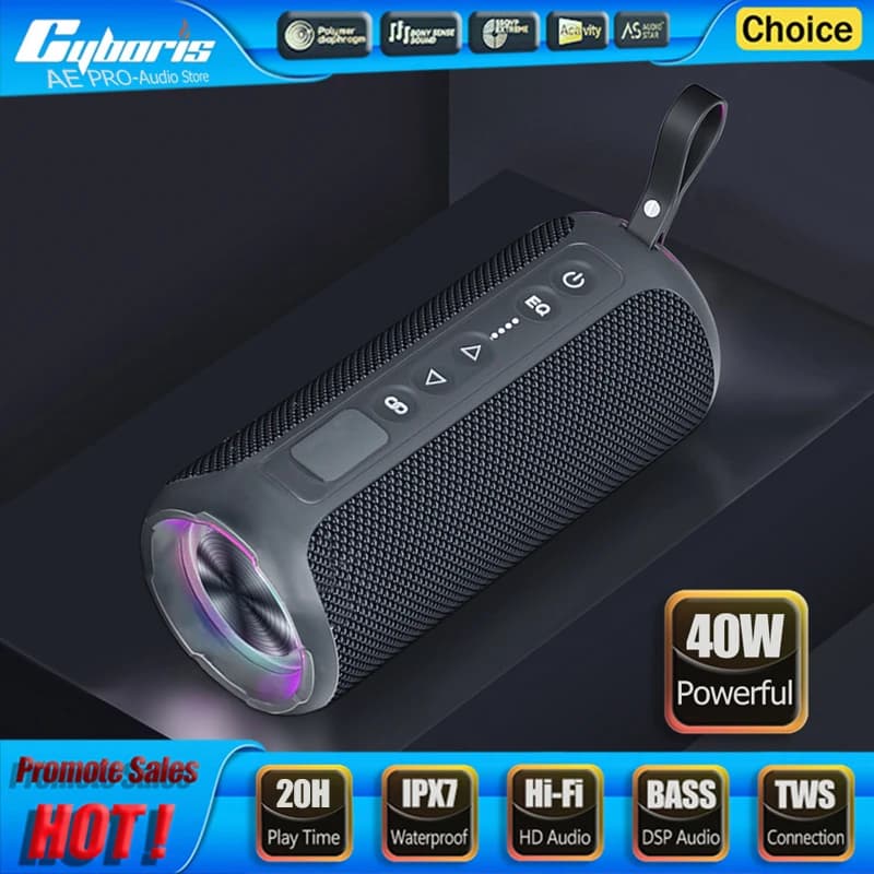 40W Bluetooth Speaker Wireless EQ Subwoofer 6600MAH Outdoor IPX7