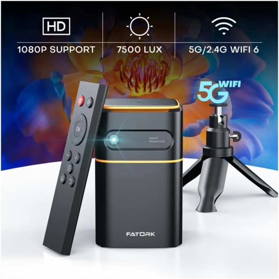 Mini Projector 5G WiFi 1080P HD Short Throw Outdoor For Phone