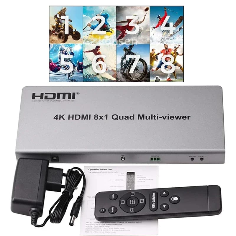 4K HDMI Video Multi Viewer 8 In 1 Out Multiviewer Seamless Switcher 8x1 1080P