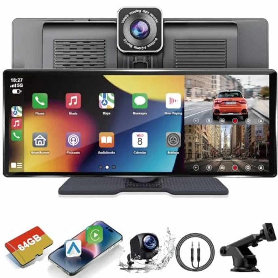 Carplay Screen For Car 10.26-inch ABS Plastic Black Wireless Apple