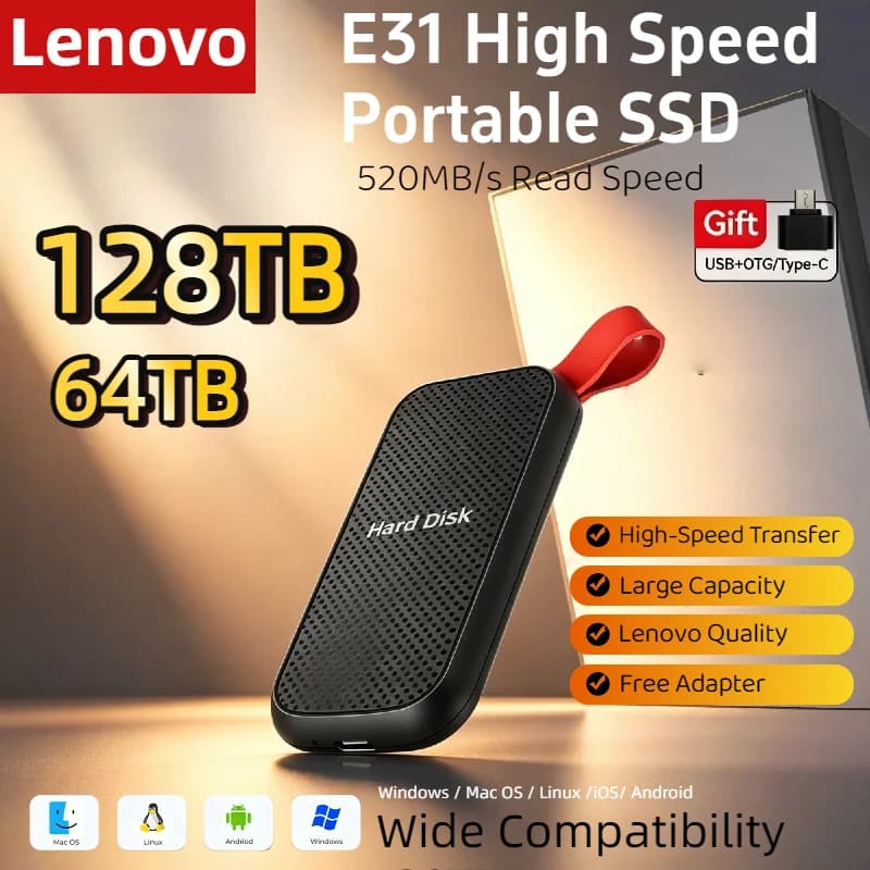 Lenovo E31 Mobile SSD 1TB 4TB 8TB USB 3.1 External Hard Drive High