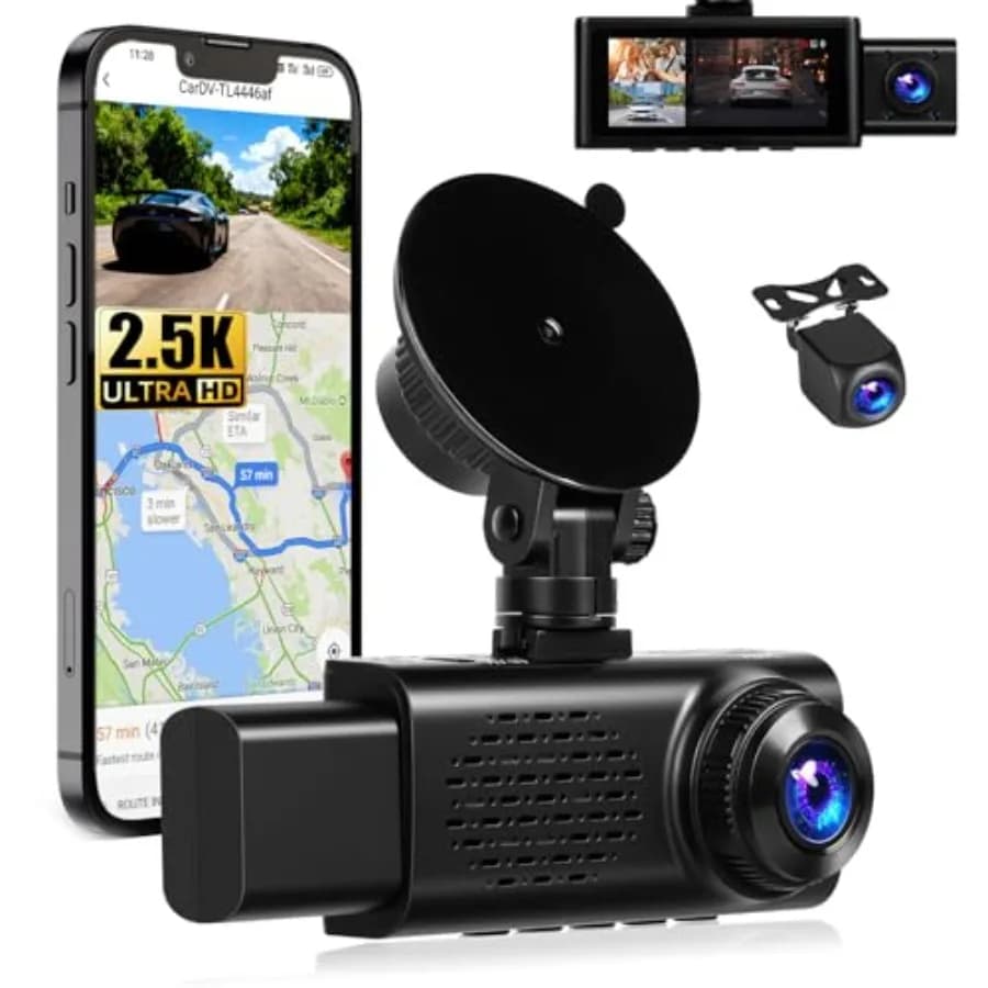 3 2.5K Dash Cam For Car ABS Plastic Black WiFi APP Control 1080P