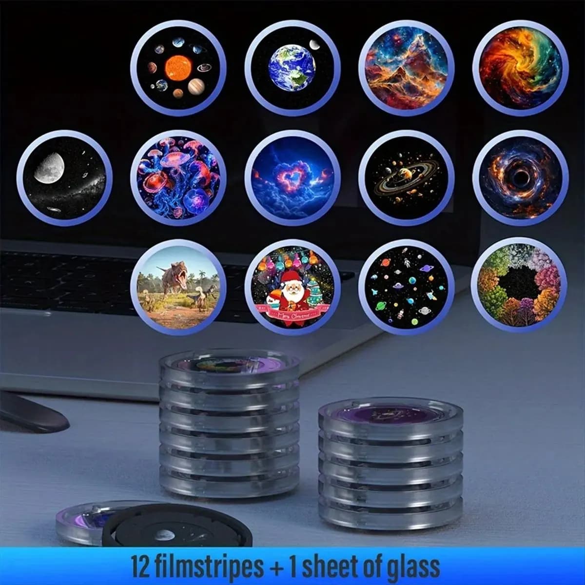 Galaxy Star Projector with RGB Night Light & Bluetooth Speaker USB LED Moon Lamp 13 slides for Bedroom Gaming Room Kids