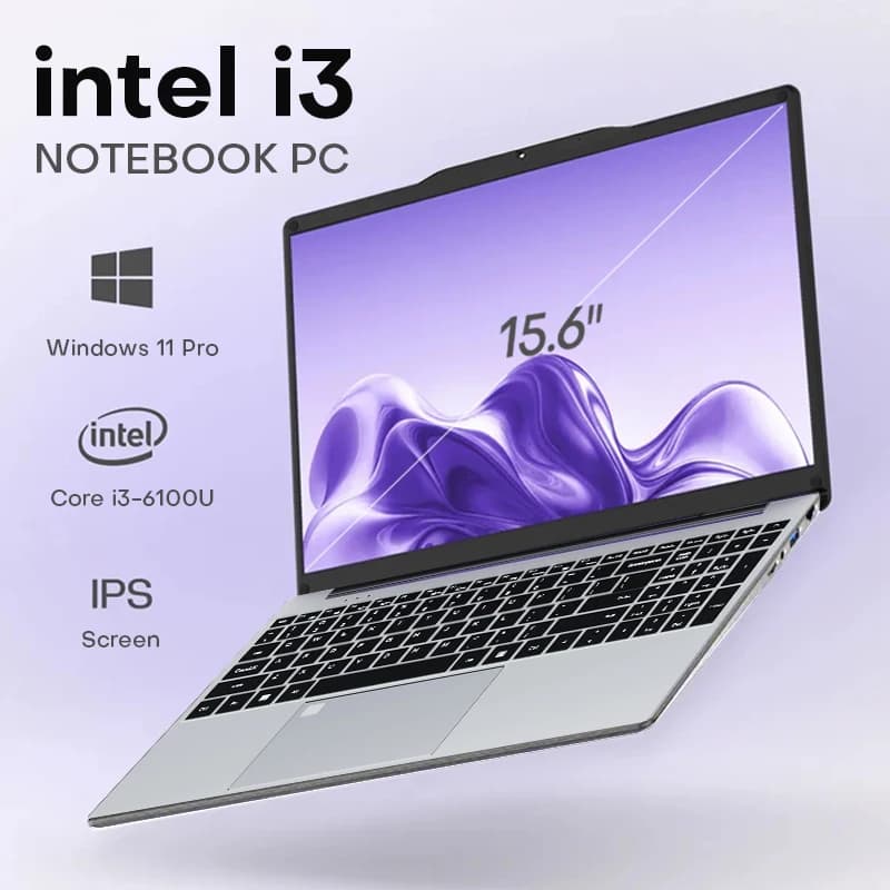 15.6 Inch Windows 11 Pro Laptop Computer Intel Core i3 IPS FHD 1080P