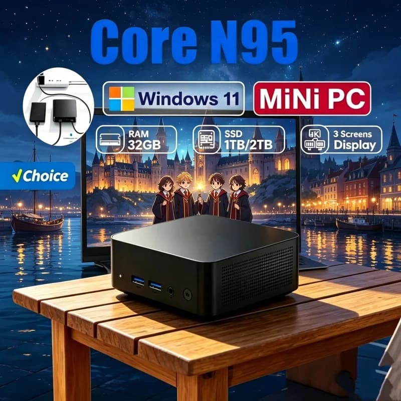 Perdurable Svelte MINI PC Windows 11 Pro Core N95 16GB RAM 1TB SSD WiFi 6 BT5.2 4K