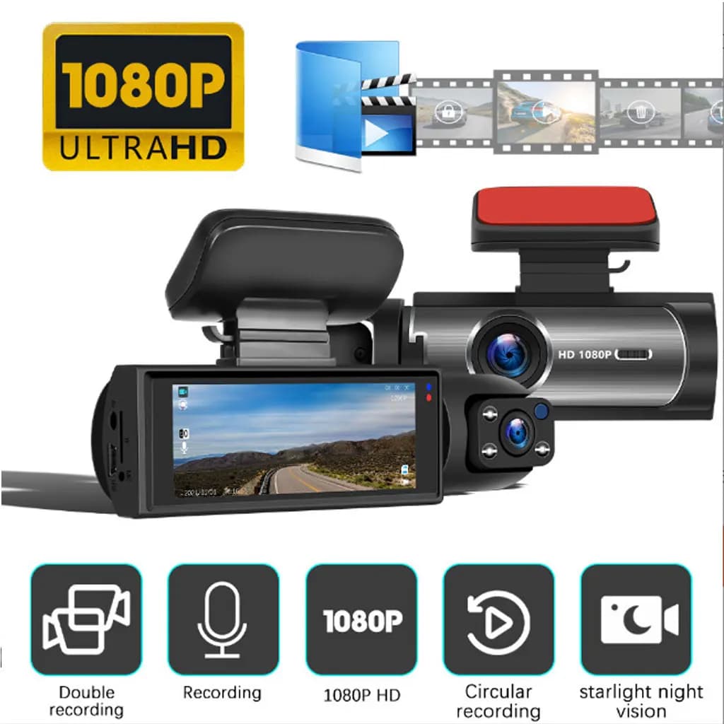 Dual Lens Front And Rear Dashcam 1 Count Dash Camera For Car 3.16 Inch IPS Screen 1080P