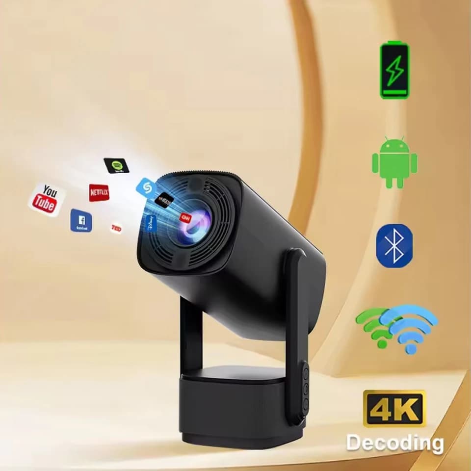 4K Projector K2 Android11 Built-in Battery Bluetooth Speaker WiFi Auto