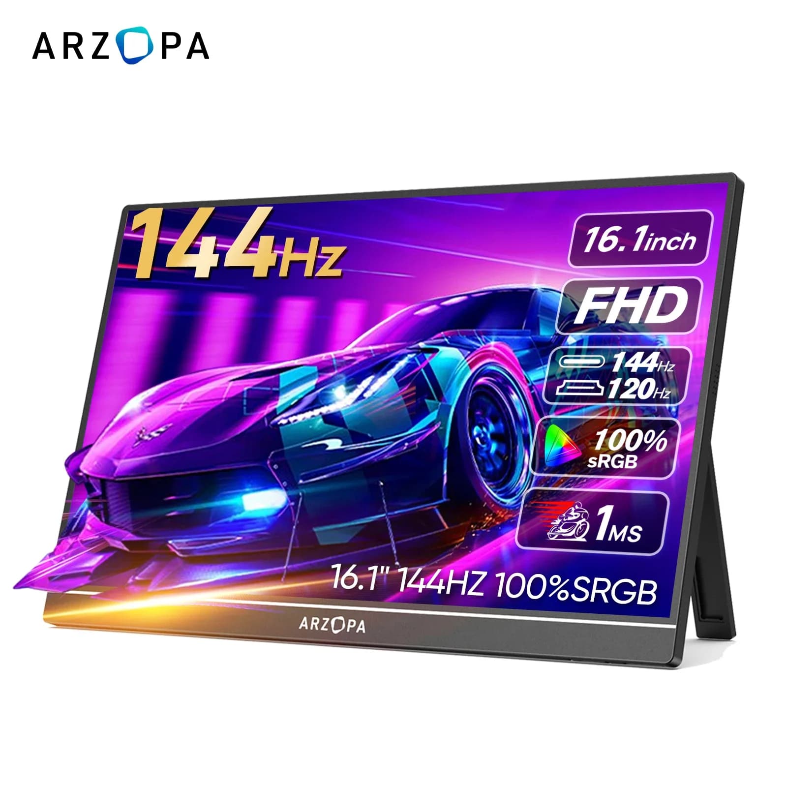 ARZOPA 16.1 Inch Monitor 100% Srgb 144HZ High Refresh Rate Laptop