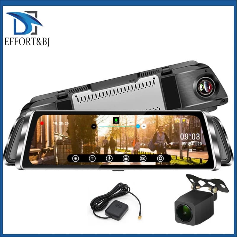 Smart Rearview Mirror Car DVR 10''Touch Screen 1080P Registrar Dual Lens Dash Cam GPS Track Video Recorder Auto Camera