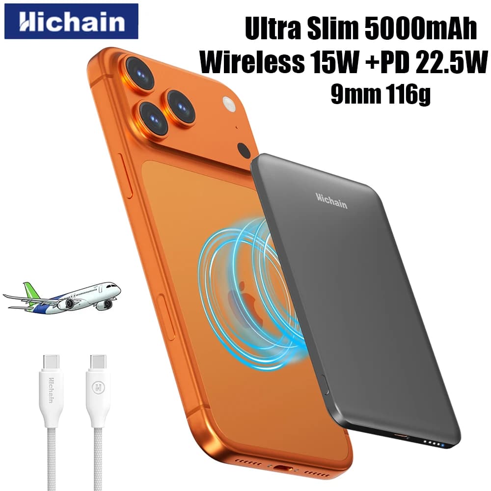 Hichain Thin Wireless 15W Magnetic Power Bank PD22.5W Wired Charging