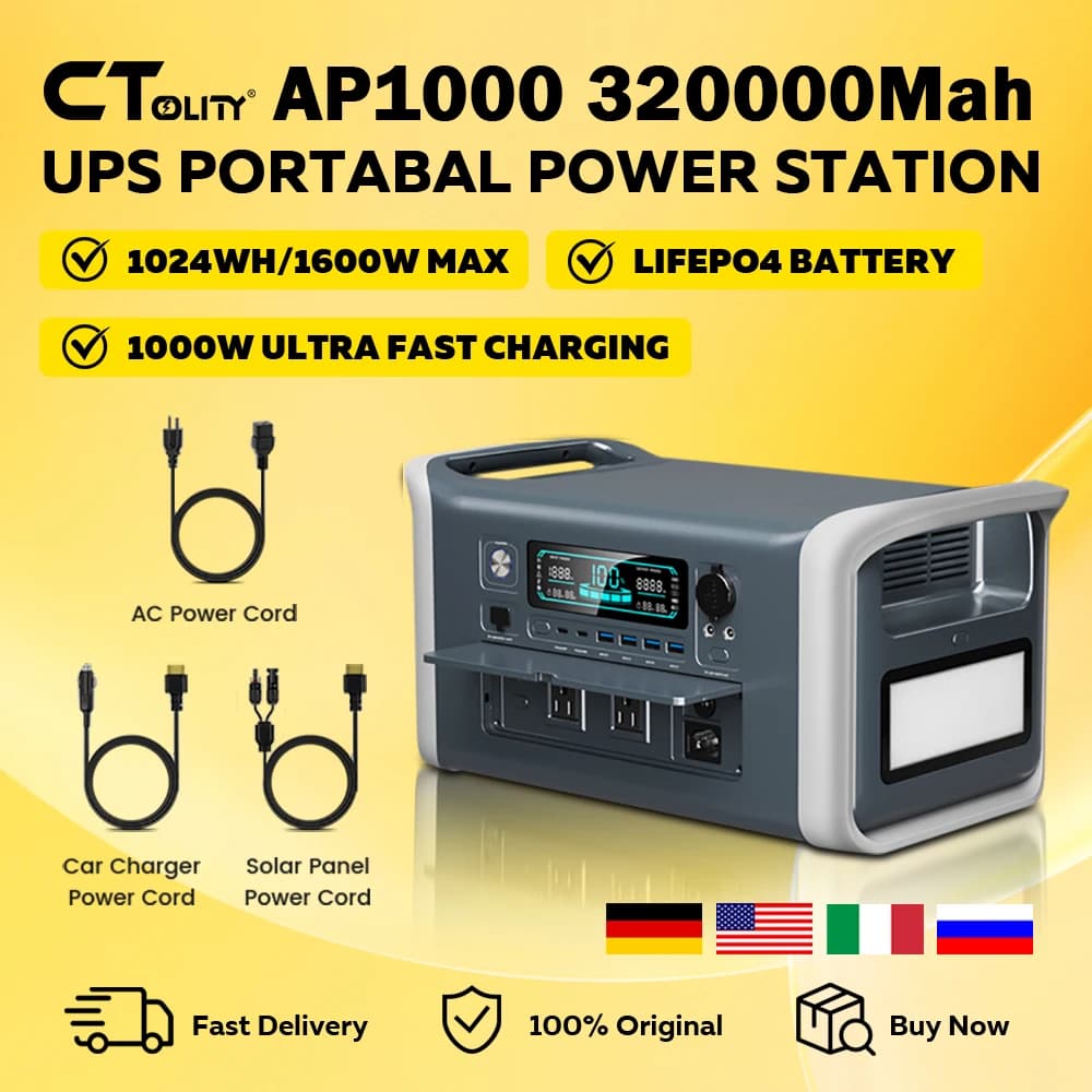 CTOLITY AP1000 1600W Power Station Lifepo4 Battery UPS RV Outdoors