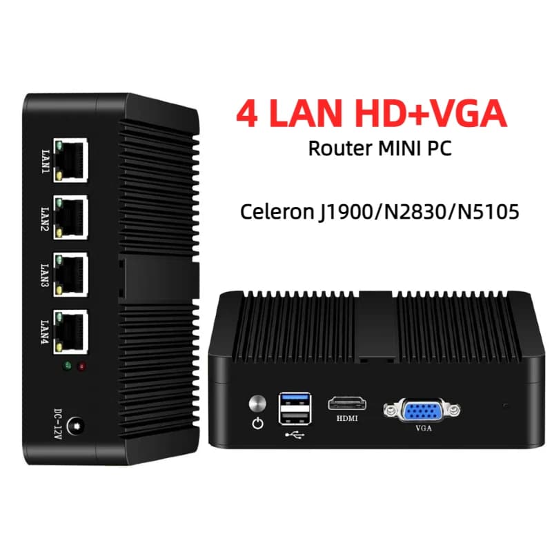 Fanless Mini PC 4 Ethernet Celeron J1900 N2830 Firewall Router Pfsense