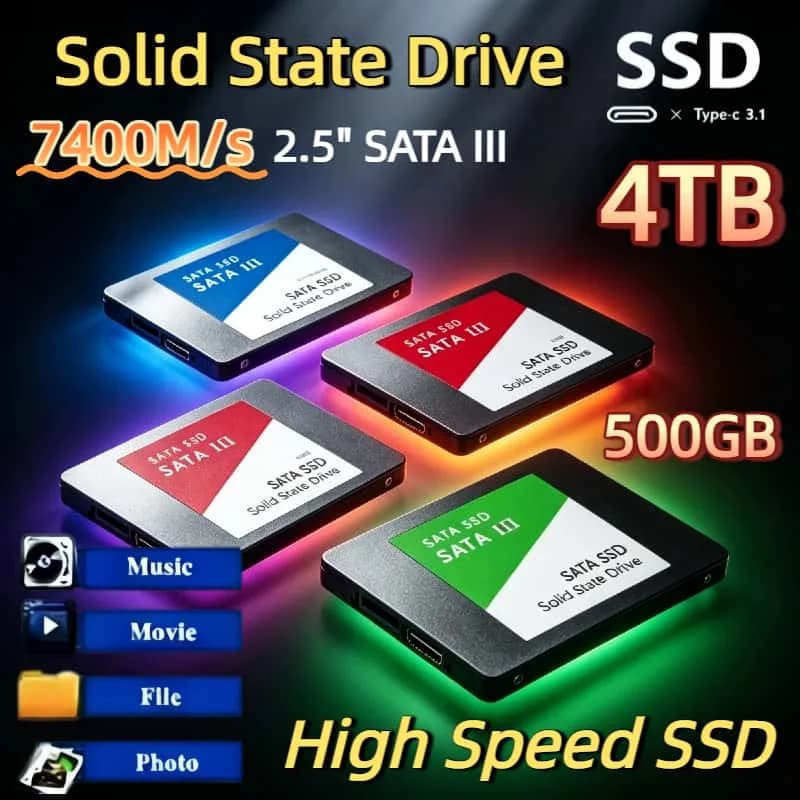 500GB External SSD USB 3.0 7400MB S Shockproof Metal Casing Solid