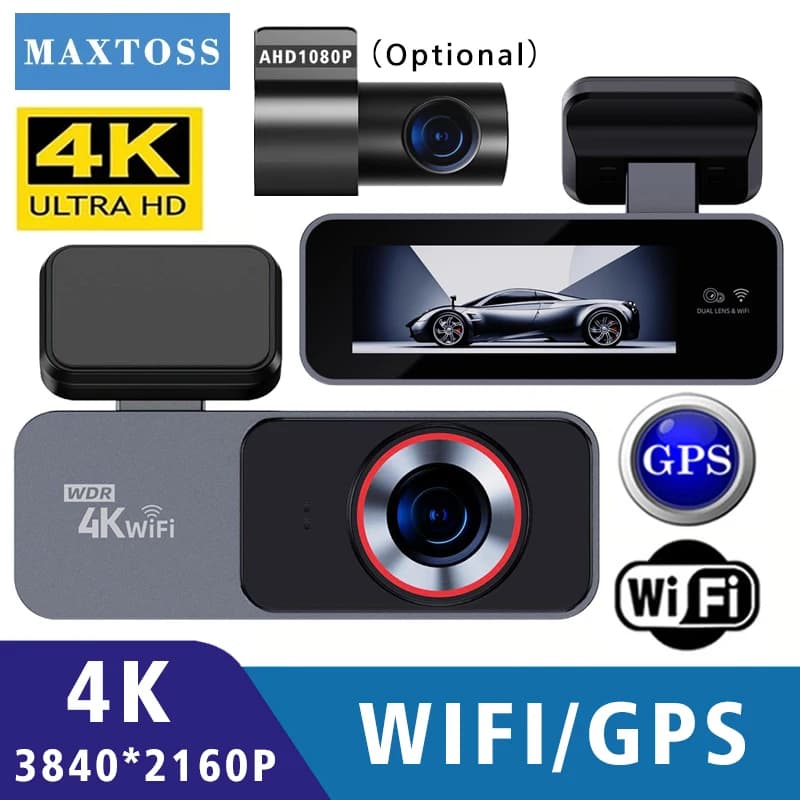 Dash Cam 4K 2160P WiFi GPS Car DVR Mini Camera Video Dashcam Dual Lens