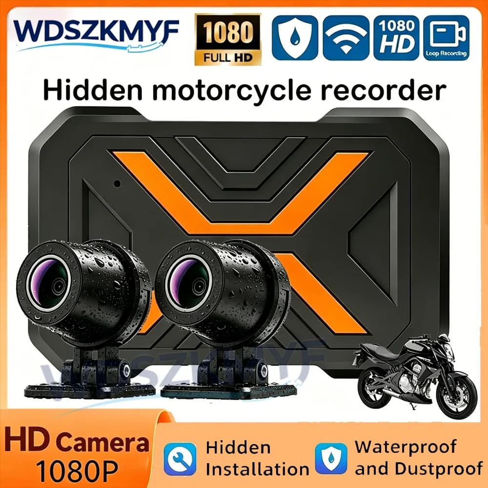 Intelligent Image Stabilization Motorcycle Dash Cam IP67 Waterproof Dual Front Rear 1080P