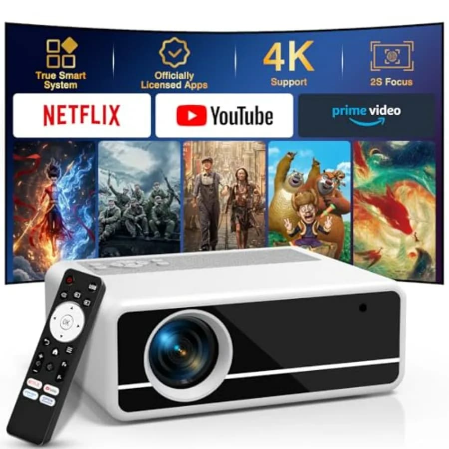 4K Projector WiFi Bluetooth Auto Keystone Correction 2S Fast Focus