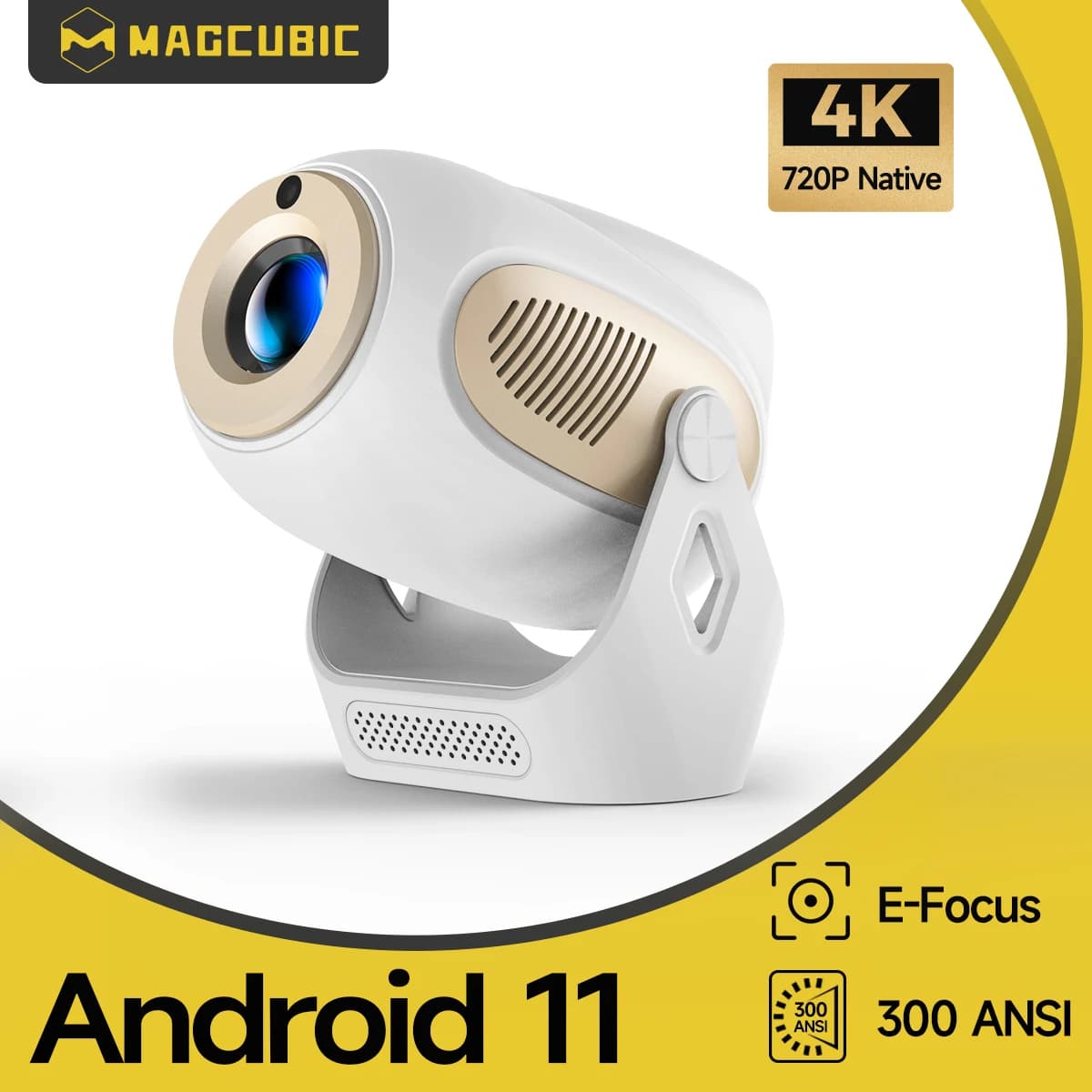 Magcubic HY300X Projectors 300ANSI 4K HD Android11 WiFi 6 BT5.0 Home