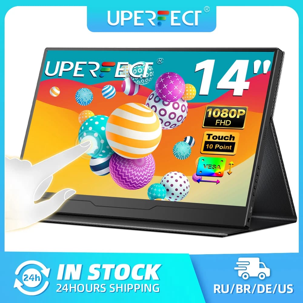 UPERFECT 14" Touch Screen Portable Monitor 1080P Gaming Computer Expand Display HDMI Type-c For XBox Raspberry Pi PS4/ 5 Switch