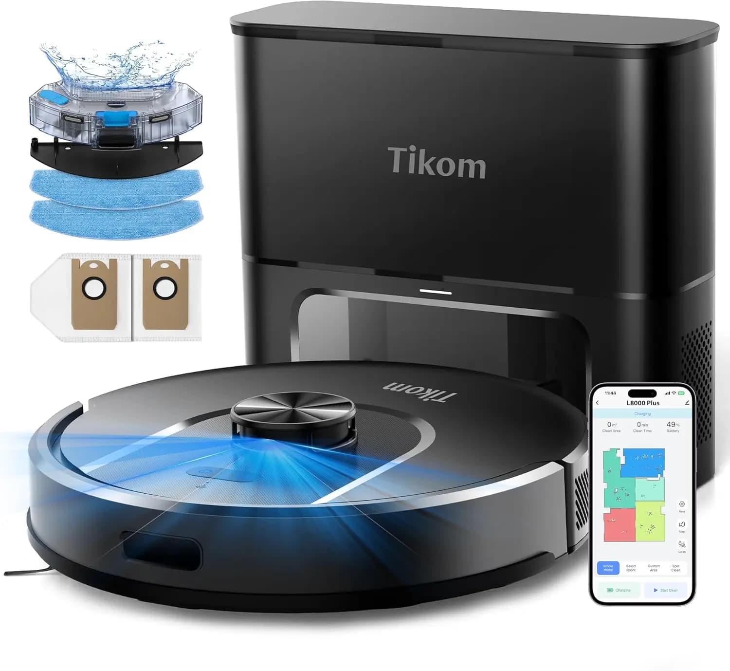 6000PA Robotic Vacuum Cleaner Self-emptying Base Lidar Navigation