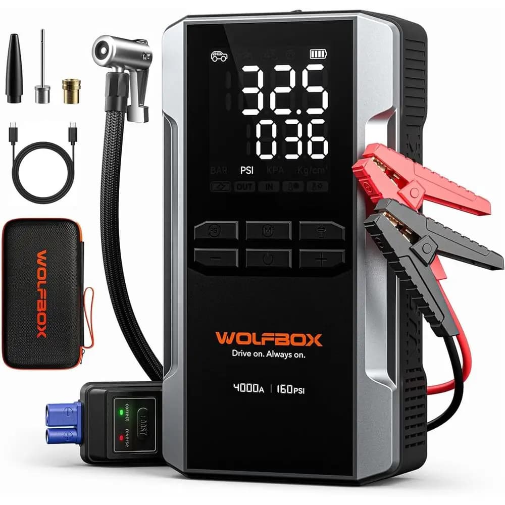 12V Jump Starter 160PSI Air Compressor 88.8Wh Power Bank Fast Charging