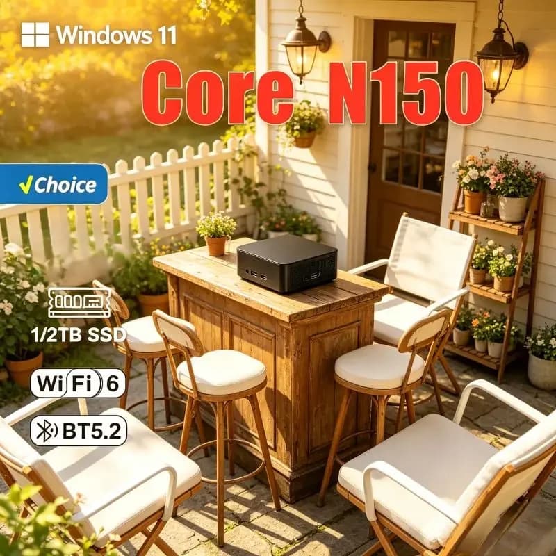 All-in-one Mini PC Core N150 16GB SSD Win11 WiFi 6 & 4K Display Output