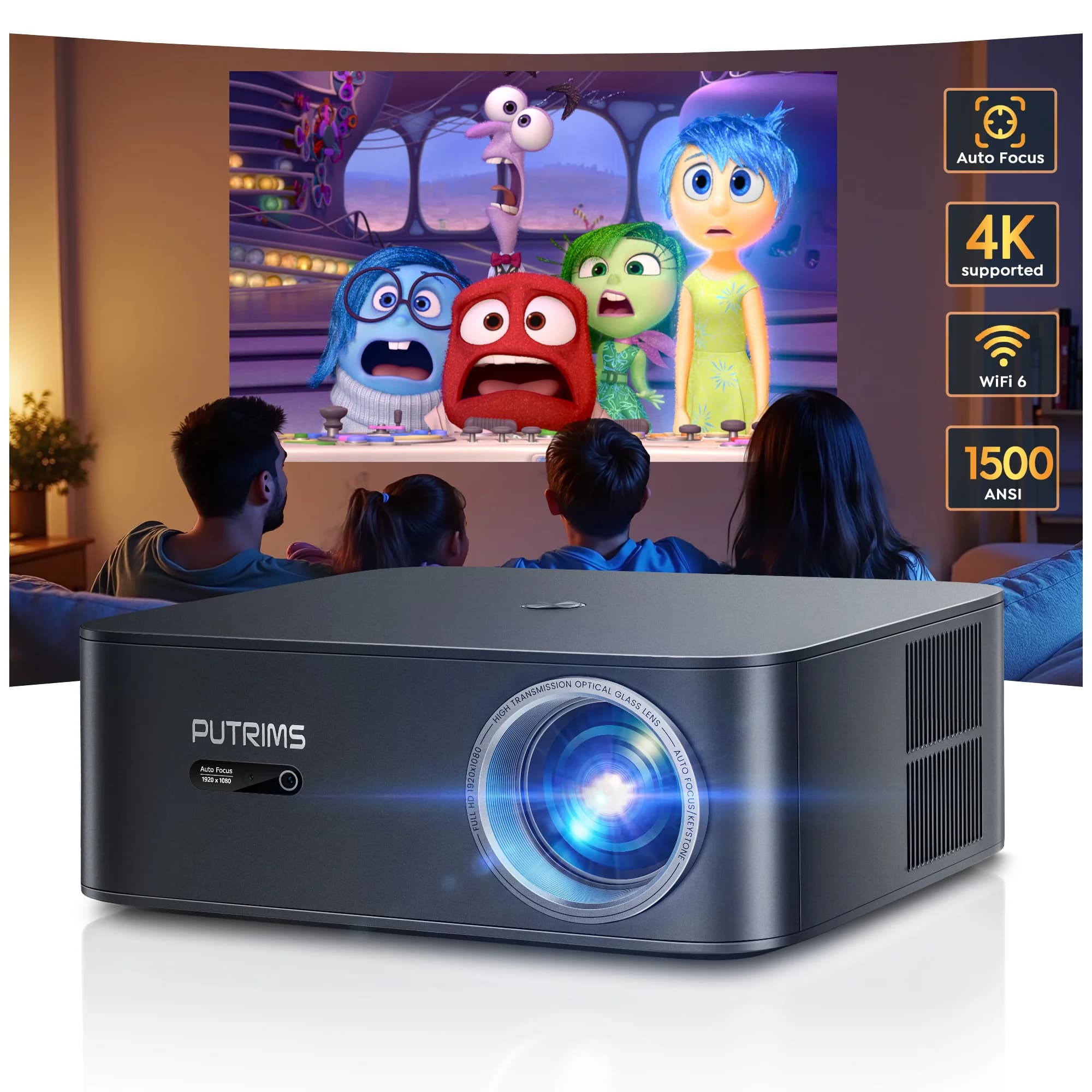 FHD 1080P Projector Bluetooth WiFi Netflix Officially & AI Auto Focus