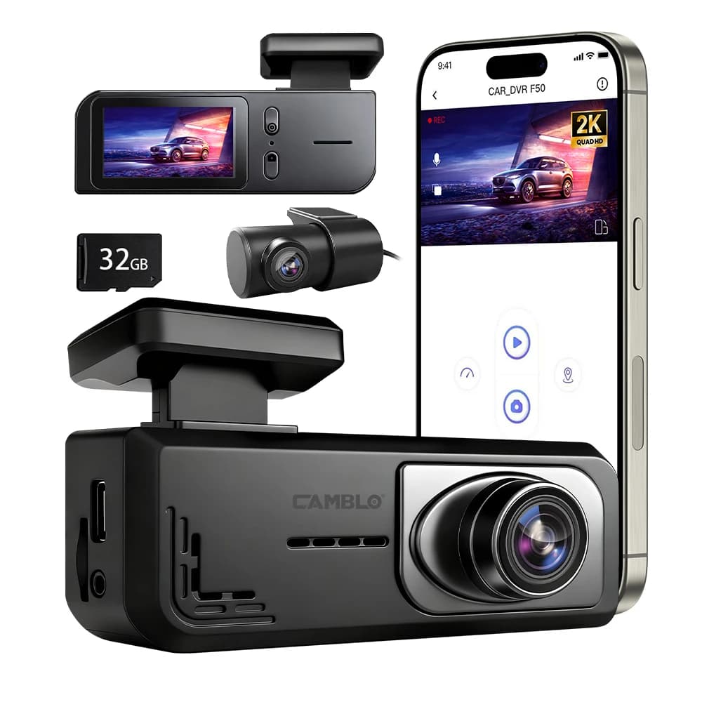 Dual Dash Cam Front And Rear 2 Inch Display 2K 1K Camera For Cars