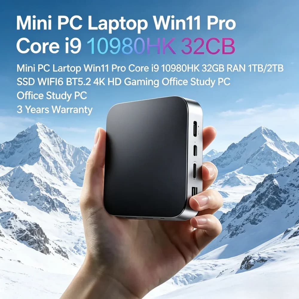 Mini PC Laptop Win11 Pro Core i9 32GB RAM 1TB 2TB SSD WiFi 6 BT5.2 4K
