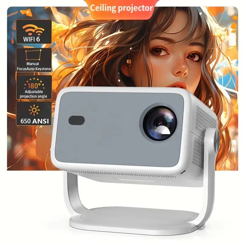 L018 Projector 650 ANSI 4K HD 1080P Android 13 Auto Focus Wifi6 BT5.2 Portable Outdoor Video Smart Home Theater Proyector