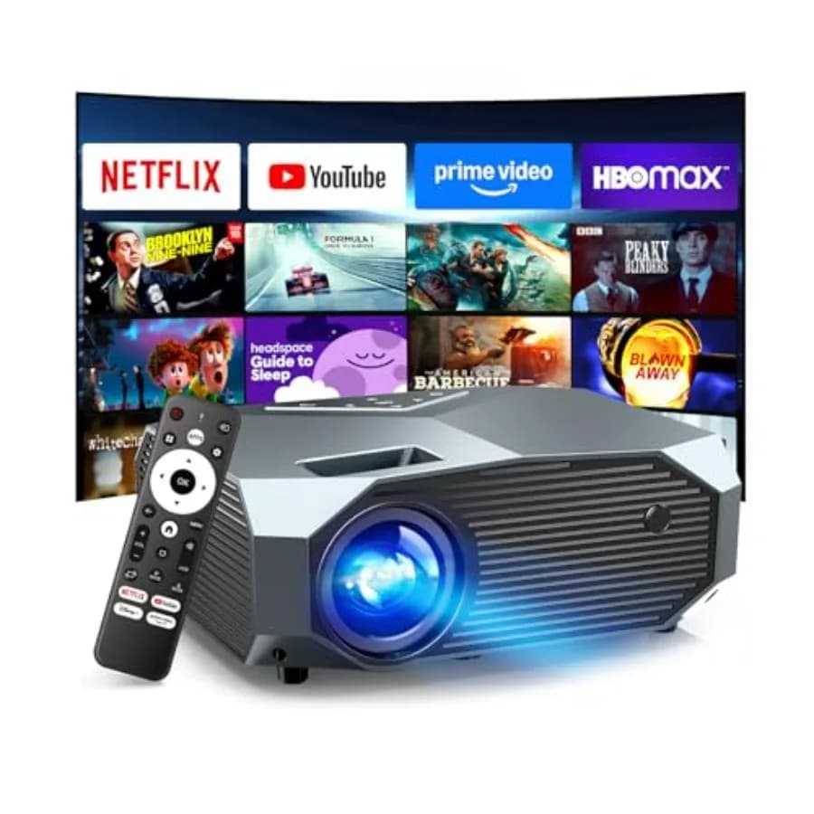 Portable 4K Outdoor Movie Projector with WiFi 6 Bluetooth 5.3 for Netflix Prime Video YouTube HDMI USB iOS Android Compatible H