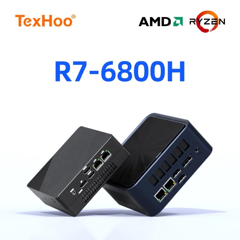 AittactXTexHoo TexHoo Mini PC AMD Ryzen7 6800H Ryzen5 6600U Ryzen 7 7840HS LPDDR5 WIFI6 BT5.2 DDR5 Triple Display Dual LAN