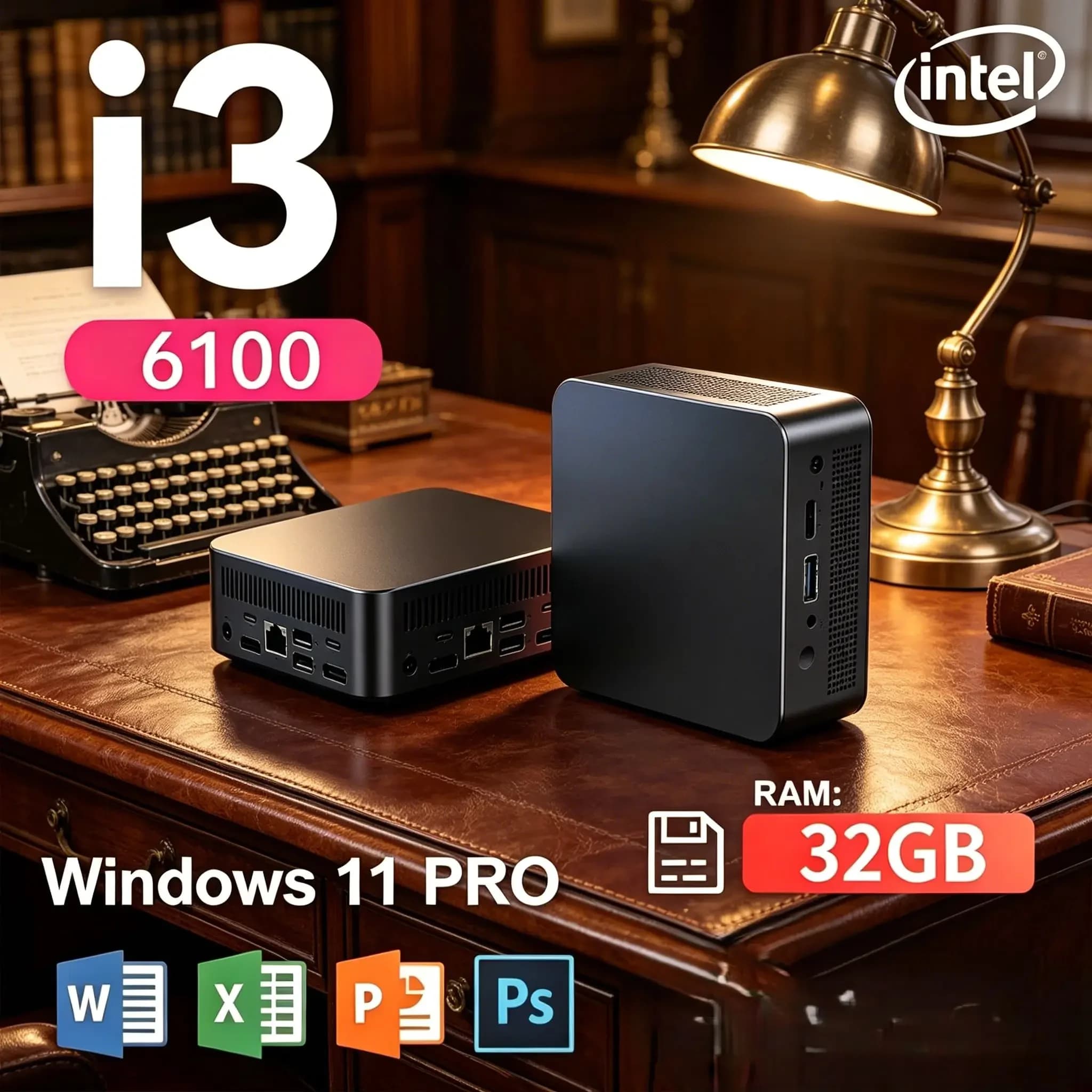 Mini PC Intel Core I3‐6100 Windows 11 Pro 32GB RAM Optional 1TB 2TB SSD WiFi
