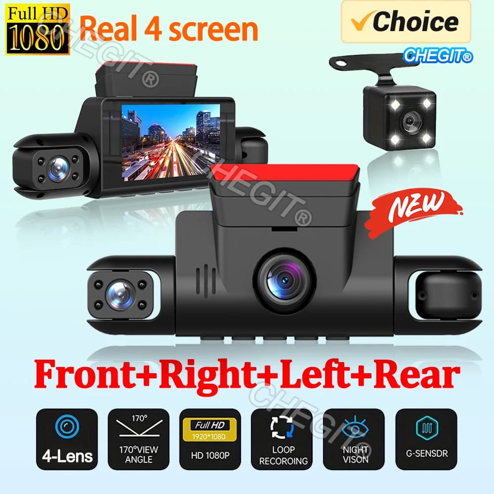 360° Car Camera 4Lens 1080P Dash Cam Auto Night Vision Recording DVR