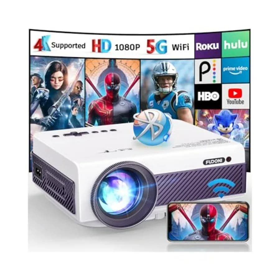 Portable 1080P WiFi Bluetooth Projector with Built-in Speaker Supports Up to 300 Screen Compatible with Smartphone HDMI USB AV