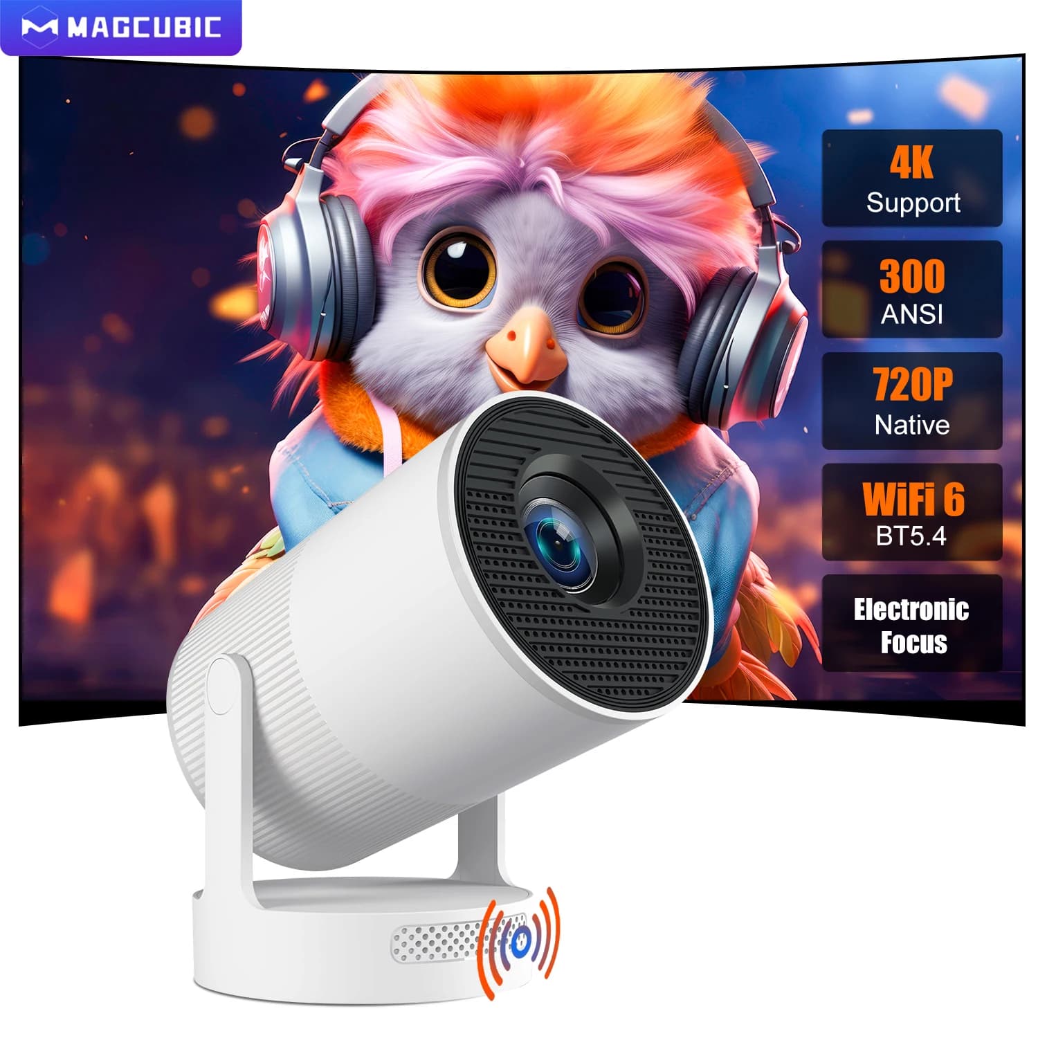 Magcubic HY300Ultra 4K Android 11 Projector 300ANSI Outdoor Electronic Focus Speaker BT5.4